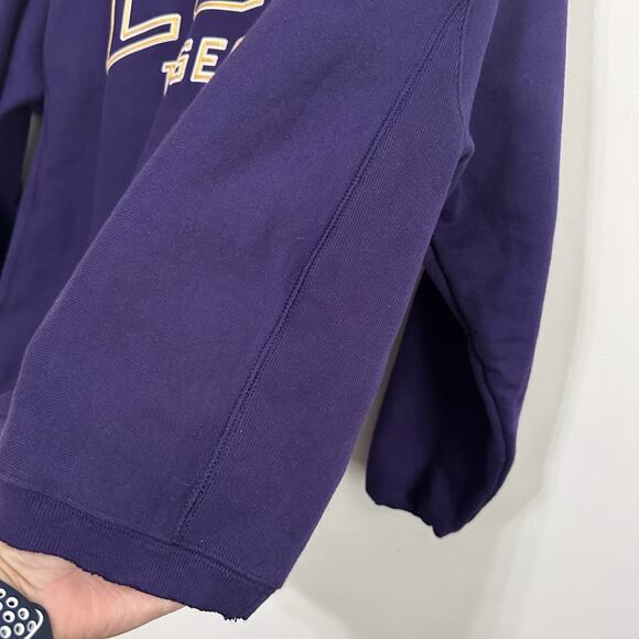 Vintage Champion Reverse Weave Womens Sweatshirt M Raw Hem LSU Tigers Purple - Picture 6 of 9